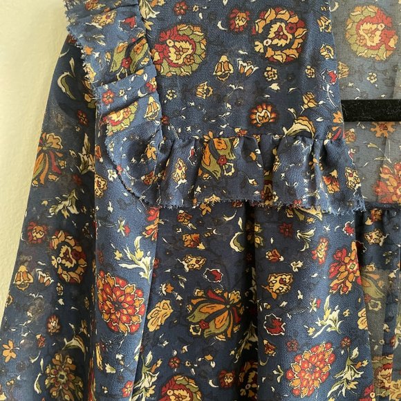 NEW Veronica Beard Dakota Floral Mini Dress Size 4 Ink Blue Chiffon Wrap… - Picture 5 of 10